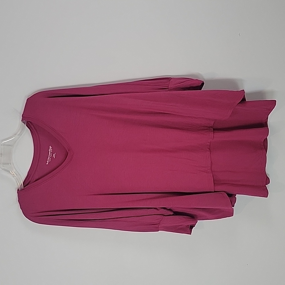 SOFT SURROUNDINGS Raspberry Pink V Neck Two Layer Tunic Top